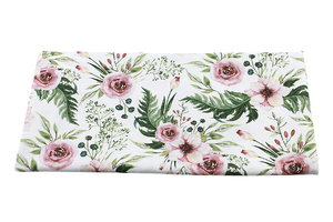 Flowers in leaves - cotton fabric 