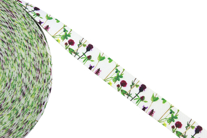 Supporting tape - wild flowers on white - 30 mm 
