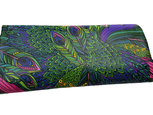 Printed eco leather - peacock feathers 