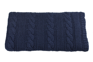 Knitted panel - blanket - jeans color - braid  
