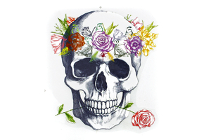  Iron-on transfer - thermo-printing - skull with roses
