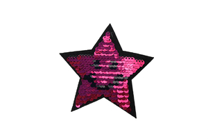 Double-sided sequin patch - Pink-black star