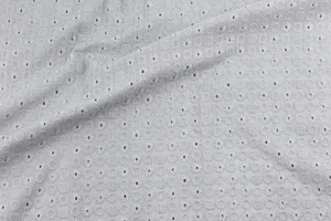 Embroidered cotton fabric - circles - gray