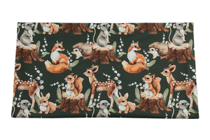 Animals with lily of the valley - cotton fabric 