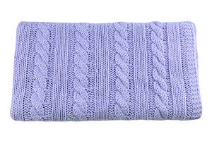 Knitted panel - blanket - baby blue - braid  