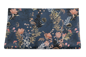 Eco printed leather - Wild flowers on navy blue