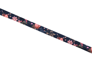 Printed cord - wild flowers on navy blue