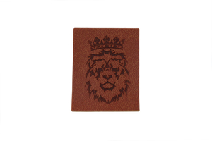 Eco leather patch - large lion in the crown - bronze