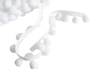 Tape with pompoms - white 