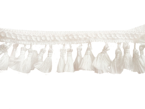 Tape with tassels - white