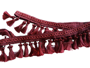 Tape with tassels - burgundy