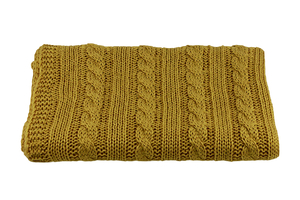 Knitted panel - blanket - mustard - braid
