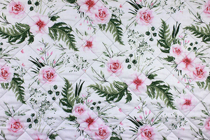 Fabric for picnic mats - flowers in leaves