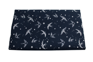 Swallows on navy blue- home decor fabric