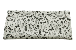 Terry fabric chevron butterflies and dragonflies - gray