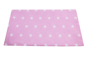 Whte stars on pink - cotton fabric  