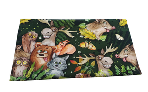 Crazy animals from the forest - cotton fabric   