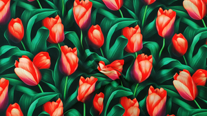 Silky fabric, silki - tulips