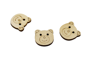 Wooden button - Teddy bear