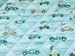 Fabric for picnic mats - rabbits in cars