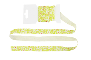 Cotton ribbon 15 mm - Flowers on yellow