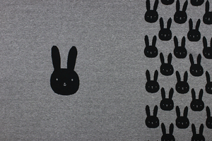 Panel - jacquard knitwear - black rabbits on gray
